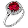 3 1/4 Carat Cushion Cut Ruby and Halo Diamond Ring In 14K White Gold Image-2