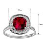 3 1/4 Carat Cushion Cut Ruby and Halo Diamond Ring In 14K White Gold Image-5