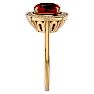 3 1/4 Carat Cushion Cut Ruby and Halo Diamond Ring In 14K Yellow Gold Image-4