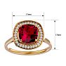 3 1/4 Carat Cushion Cut Ruby and Halo Diamond Ring In 14K Yellow Gold Image-5