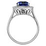 2 3/4 Carat Cushion Cut Tanzanite and Halo Diamond Ring In 14K White Gold Image-3