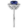 2 3/4 Carat Cushion Cut Tanzanite and Halo Diamond Ring In 14K White Gold Image-4