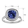 2 3/4 Carat Cushion Cut Tanzanite and Halo Diamond Ring In 14K White Gold Image-5
