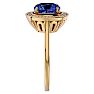 2 3/4 Carat Cushion Cut Tanzanite and Halo Diamond Ring In 14K Yellow Gold Image-4