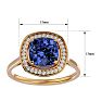 2 3/4 Carat Cushion Cut Tanzanite and Halo Diamond Ring In 14K Yellow Gold Image-5