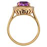 2 3/4 Carat Cushion Cut Pink Topaz and Halo Diamond Ring In 14K Yellow Gold Image-3