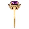 2 3/4 Carat Cushion Cut Pink Topaz and Halo Diamond Ring In 14K Yellow Gold Image-4