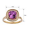 2 3/4 Carat Cushion Cut Pink Topaz and Halo Diamond Ring In 14K Yellow Gold Image-5