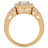 Moissanite Engagement Ring; 2 1/2 Carat Moissanite Halo Engagement Ring In 14 Karat Yellow Gold Image-3