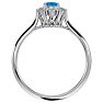 2/3 Carat Oval Shape Blue Topaz and Halo Diamond Ring In 1.4 Karat White Gold™ Image-3