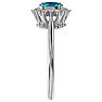 2/3 Carat Oval Shape Blue Topaz and Halo Diamond Ring In 1.4 Karat White Gold™ Image-4