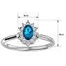 2/3 Carat Oval Shape Blue Topaz and Halo Diamond Ring In 1.4 Karat White Gold™ Image-5