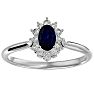 3/4 Carat Oval Shape Sapphire and Halo Diamond Ring In 1.4 Karat White Gold™ Image-1