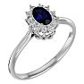 3/4 Carat Oval Shape Sapphire and Halo Diamond Ring In 1.4 Karat White Gold™ Image-2
