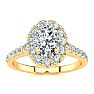 1 Carat Oval Shape Halo Diamond Engagement Ring in 2.4 Karat Yellow Gold™ Image-1