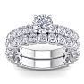 3 1/4 Carat Round Diamond Bridal Set In 2.4 Karat White Gold™.  Comes With Both The Engagement Ring And Wedding Band.  An Amazing Bridal Set! Image-1