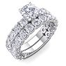 3 1/4 Carat Round Diamond Bridal Set In 2.4 Karat White Gold™.  Comes With Both The Engagement Ring And Wedding Band.  An Amazing Bridal Set! Image-2