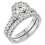 2 Carat Halo Diamond Bridal Set In 14 Karat White Gold Image-2