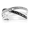 Black and White 8 Diamond Crossover Ring In Solid Sterling Silver.  Beautiful Ring, Amazing Price! Image-4