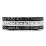 0.05 Carat Black and White Diamond Crossover Band Ring In Sterling Silver. 80% Lower Than Sold In Stores! Image-2