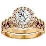 2 Carat Halo Diamond Bridal Set In 14 Karat Yellow Gold Image-1