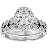 1 1/2 Carat Oval Shape Diamond Bridal Set In 14 Karat White Gold Image-1