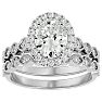 2 1/2 Carat Oval Shape Moissanite Bridal Set In 14 Karat White Gold Image-1