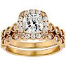2 Carat Cushion Cut Diamond Bridal Set In 14 Karat Yellow Gold Image-1