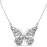 1 Carat Baguette Diamond Butterfly Necklace In Sterling Silver, 16 Inches. NEVER OFFERED BEFORE ANYWHERE.  SPECTACULAR DEAL Image-2