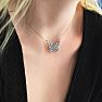 1 Carat Baguette Diamond Butterfly Necklace In Sterling Silver, 16 Inches. NEVER OFFERED BEFORE ANYWHERE.  SPECTACULAR DEAL Image-3