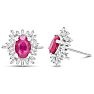 2 1/2 Carat Ruby and Baguette Diamond Stud Earrings In Sterling Silver Image-1