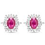 2 1/2 Carat Ruby and Baguette Diamond Stud Earrings In Sterling Silver Image-2