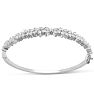 1 Baguette Diamond Bangle Bracelet In Sterling Silver. Very Unusual Beautiful Baguette Diamond Bangle! Image-4
