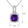 3 Carat Cushion Cut Amethyst and Halo Diamond Necklace In 14 Karat White Gold, 18 Inches Image-5