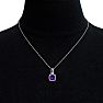 3 Carat Cushion Cut Amethyst and Halo Diamond Necklace In 14 Karat White Gold, 18 Inches Image-6