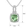 3 Carat Cushion Cut Green Amethyst and Halo Diamond Necklace In 14 Karat White Gold, 18 Inches Image-5