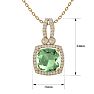 3 Carat Cushion Cut Green Amethyst and Halo Diamond Necklace In 14 Karat Yellow Gold, 18 Inches Image-5