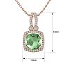 3 Carat Cushion Cut Green Amethyst and Halo Diamond Necklace In 14 Karat Rose Gold, 18 Inches Image-5