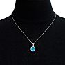 3 3/4 Carat Cushion Cut Blue Topaz and Halo Diamond Necklace In 14 Karat White Gold, 18 Inches Image-6