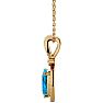 3 3/4 Carat Cushion Cut Blue Topaz and Halo Diamond Necklace In 14 Karat Yellow Gold, 18 Inches Image-3