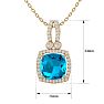 3 3/4 Carat Cushion Cut Blue Topaz and Halo Diamond Necklace In 14 Karat Yellow Gold, 18 Inches Image-5