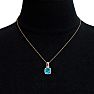 3 3/4 Carat Cushion Cut Blue Topaz and Halo Diamond Necklace In 14 Karat Yellow Gold, 18 Inches Image-6