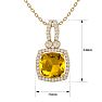 3 Carat Cushion Cut Citrine and Halo Diamond Necklace In 14 Karat Yellow Gold, 18 Inches Image-5