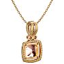 3-1/3 Carat Cushion Shape Morganite With Diamond Halo In 14 Karat Yellow Gold With 18 Inch Chain Image-4