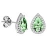 2 1/3 Carat Green Amethyst and Diamond Pear Shape Stud Earrings In 14 Karat White Gold  Image-1