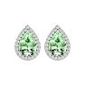 2 1/3 Carat Green Amethyst and Diamond Pear Shape Stud Earrings In 14 Karat White Gold  Image-2
