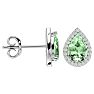 2 1/3 Carat Green Amethyst and Diamond Pear Shape Stud Earrings In 14 Karat White Gold  Image-3