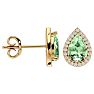 2 1/3 Carat Green Amethyst and Diamond Pear Shape Stud Earrings In 14 Karat Yellow Gold  Image-3