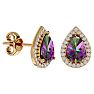 2 1/3 Carat Mystic Topaz and Diamond Pear Shape Stud Earrings In 14 Karat Yellow Gold  Image-1