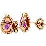 3 1/4 Carat Pink Topaz and Diamond Pear Shape Stud Earrings In 14 Karat Yellow Gold  Image-4